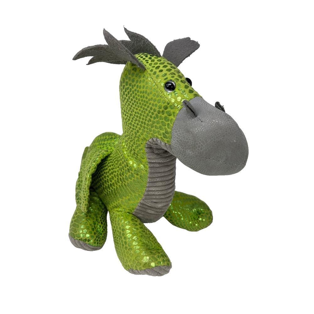 Fantasy Green Metallic Sparkle Dragon Plush Stuffed Animal 22" Long 15" Tall - Picture 2 of 6